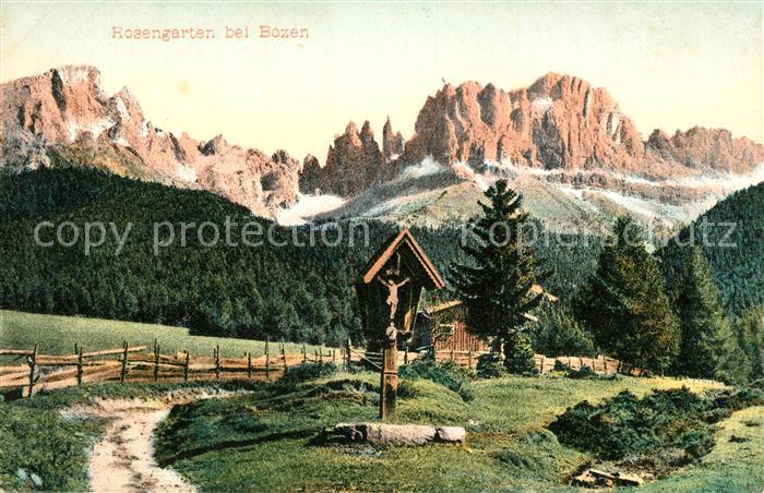 Gries-Quirein Bozen mit Rosengarten und Wegekreuz