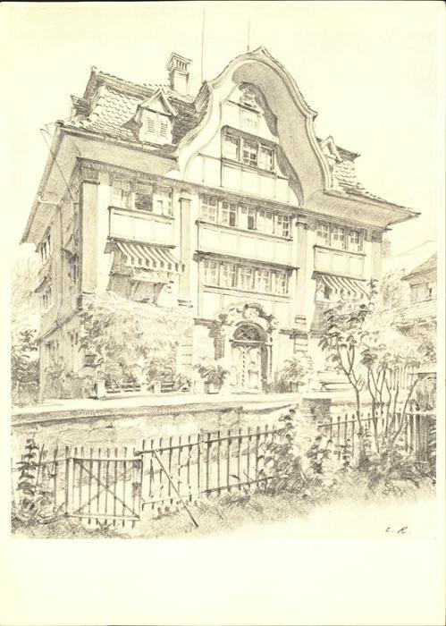 Gais AR Buergerhaus Kuenstlerkarte Zeichnung