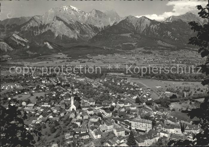 Bad Ragaz Ragatz Gesamtansicht mit Falknis Alpenpanorama