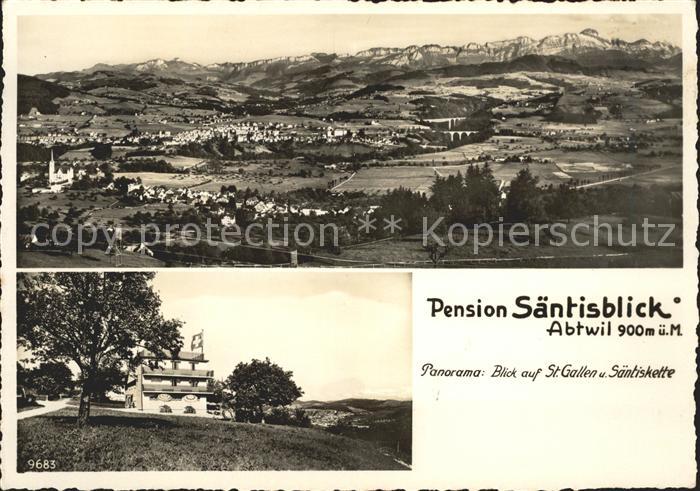 Abtwil SG Panorama mit Pension Saentisblick