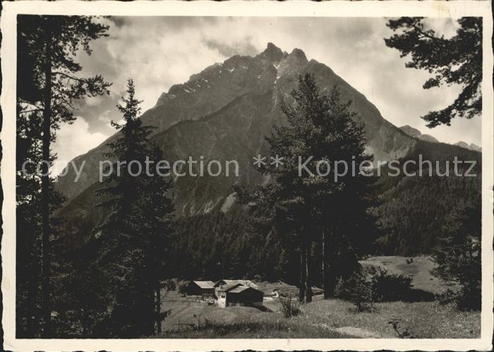 Avrona Tarasp Altes Restaurant mit Piz Pisoc