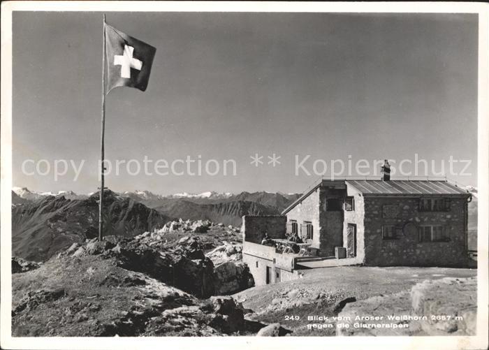 Arosa GR Weisshornhuette mit Glarner Alpen