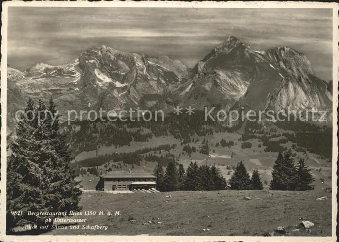 Unterwasser Toggenburg Bergrestaurant Iltios mit Saentis und Schafberg