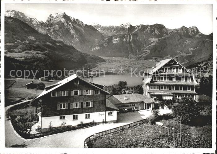Amden Walensee SG Kurhaus Bergruh mit Walensee und Glarneralpen