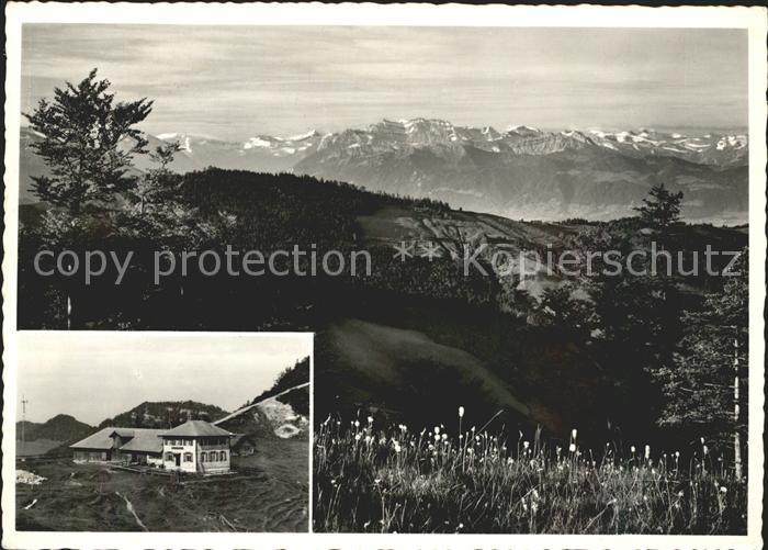 Kreuzegg St Peterzell Berggasthaus Kreuzegg Panorama Blick auf Glarneralpen