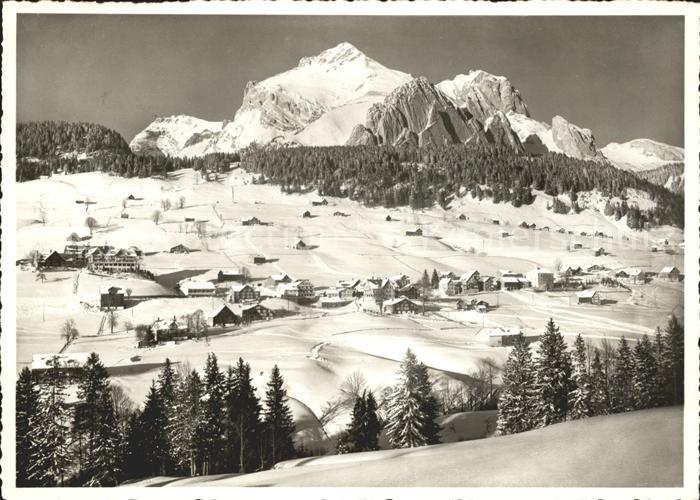 Wildhaus SG Gesamtansicht mit Schafberg Appenzeller Alpen