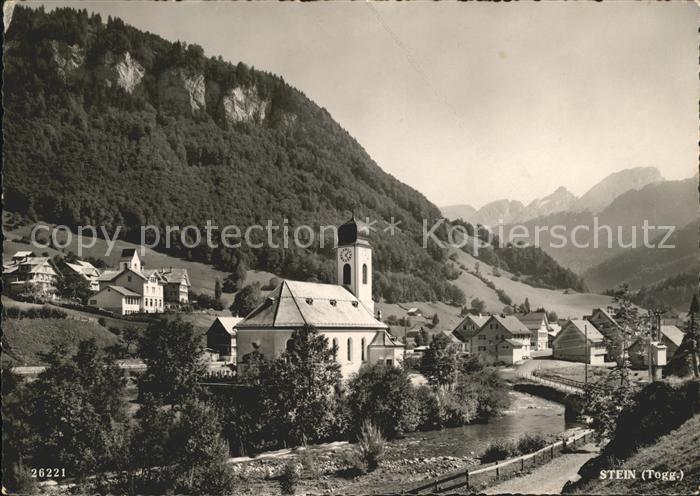 Stein SG Ortsansicht mit Kirche Alpenblick