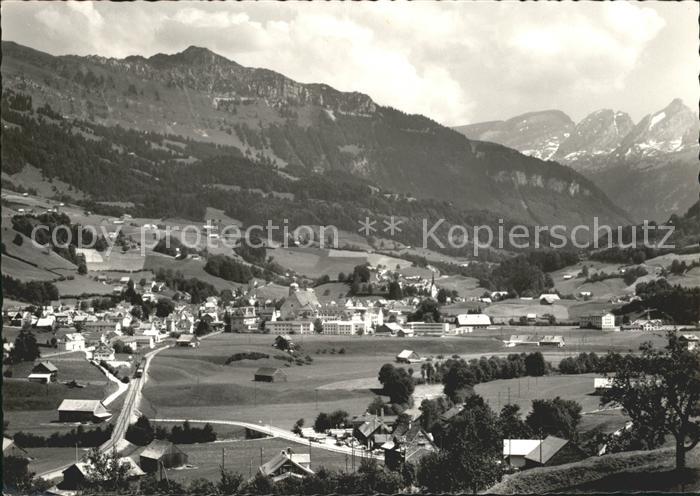 Neu St Johann Gesamtansicht mit Schindelberg und Churfirsten Appenzeller Alpen