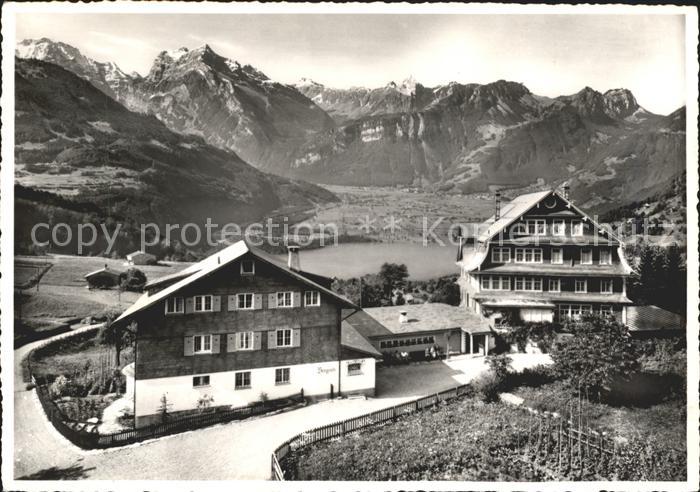 Amden Walensee SG Kurhaus Bergruh mit Walensee und Glarner Alpen