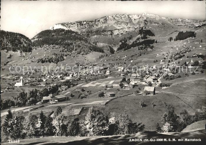 Amden Walensee SG Gesamtansicht mit Mattstock Alpstein
