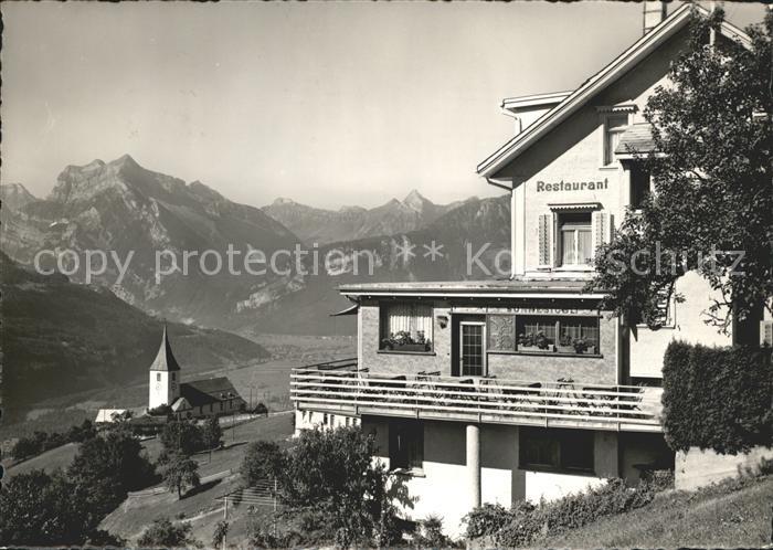 Amden Walensee SG Hotel Restaurant Sonne Kirche Alpenpanorama