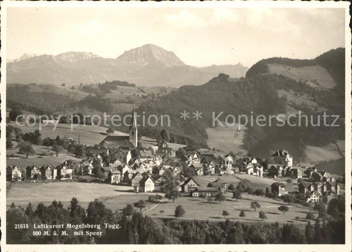 Mogelsberg Gesamtansicht Luftkurort mit Blick zum Speer Appenzeller Alpen