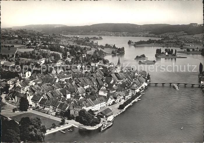 Stein Rhein mit Insel Werd und Untersee Fliegeraufnahme