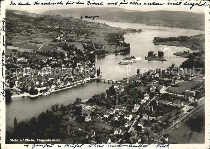 Stein Rhein mit Insel Werd Fliegeraufnahme