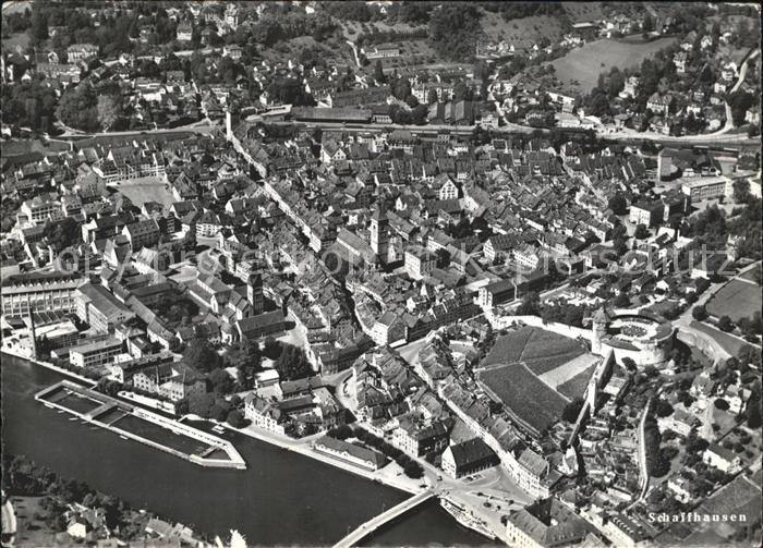 Schaffhausen SH mit Festung Munot Wahrzeichen Fliegeraufnahme