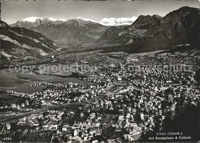 Chur GR mit Sesaplana Falknis Fliegeraufnahme