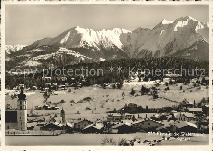 Flims Dorf Mit Waldhaeusern und Signina