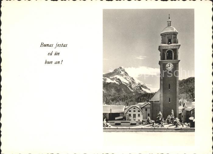 Celerina GR Neujahrskarte Kirchturm