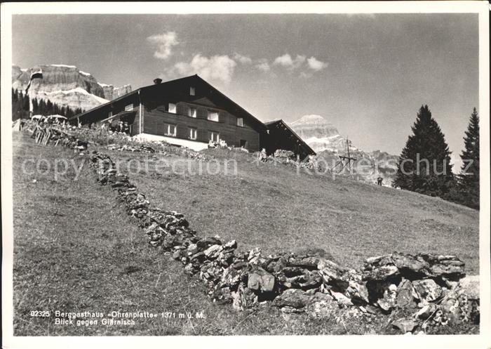 Braunwald GL Berggasthaus Ohrenplatte Blick gegen Glaernisch