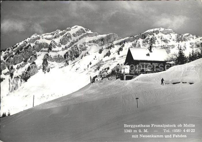 Mollis Berggasthaus Fronalpstock mit Neuenkamm und Fehden Wintersportplatz