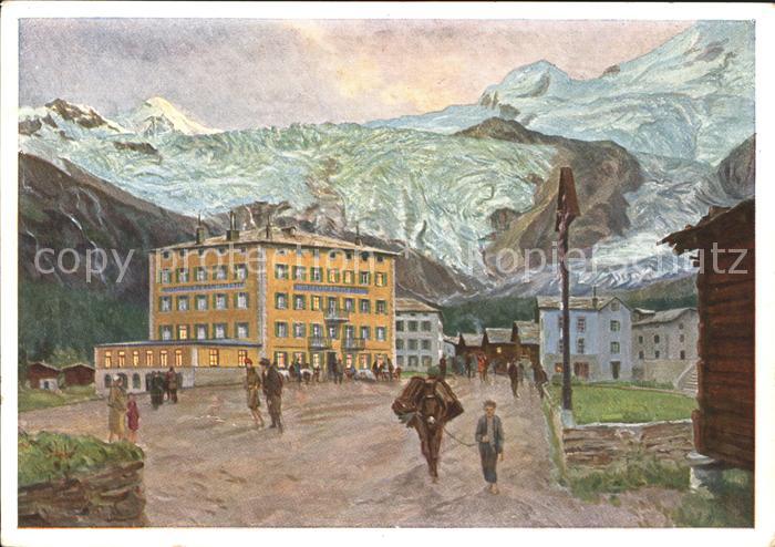 Saas-Fee Hotels du Village Kuenstlerkarte