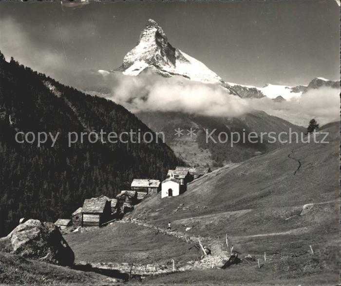 Findelen VS Bergsiedlung mit Matterhorn Walliser Alpen