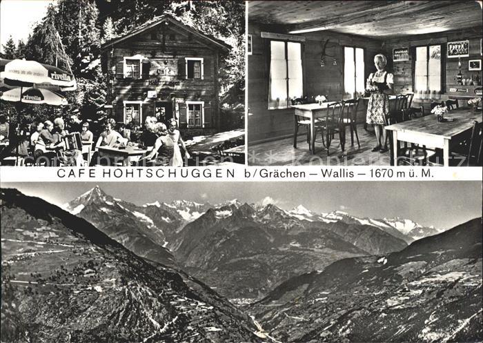 Graechen VS Cafe Hohtschuggen Terrasse Alpenpanorama