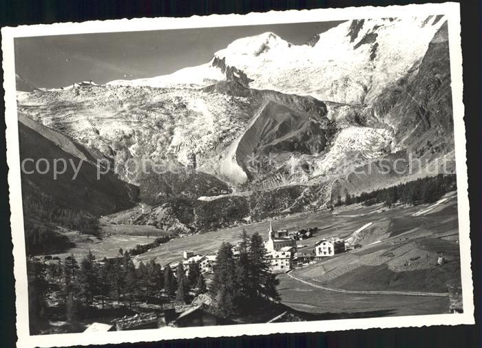 Saas-Fee Panorama mit Allalingruppe Gletscher Walliser Alpen