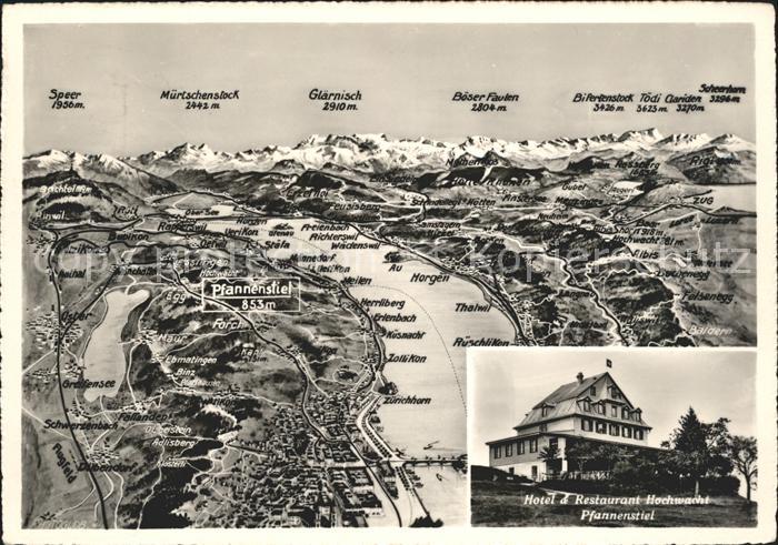 Egg ZH Hotel Hochwacht Pfannenstiel uebersichtskarte Zuerchersee Alpenpanorama