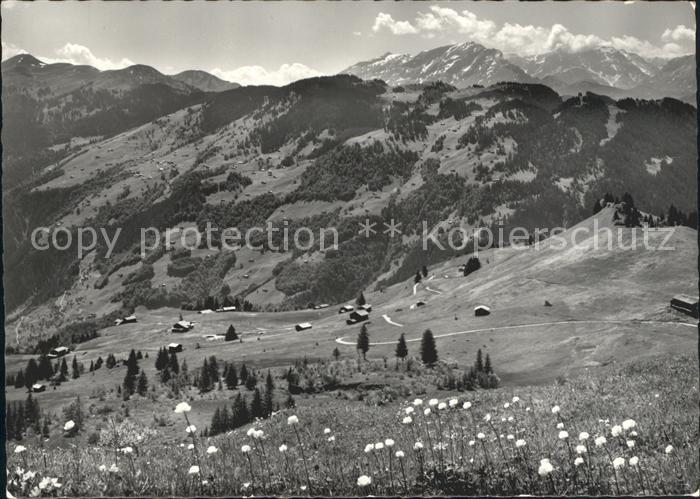 Schiers Panorama Blick vom Stelserberg gegen Furna und Calanda Buendner Alpen