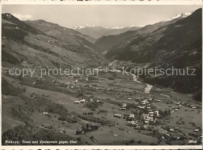 Rabius Panorama Truns und Vorderrhein gegen Chur