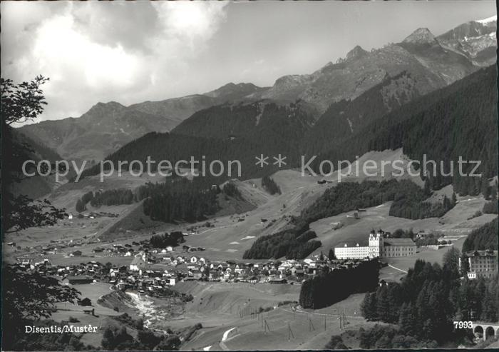 Disentis GR Gesamtansicht mit Kloster Alpenpanorama