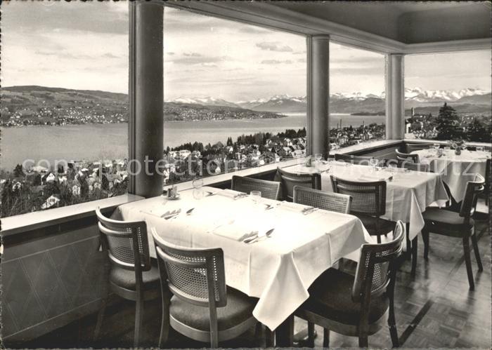 Rueschlikon Hotel Restaurant Belvoir Blick ueber Zuerichsee Alpenpanorama