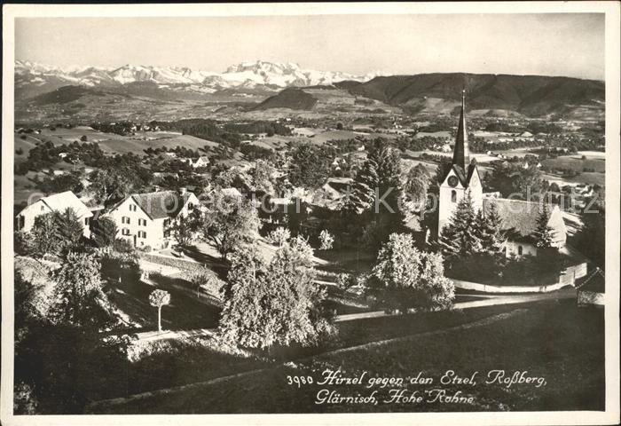 Hirzel Horgen Blick gegen den Etzel Rossberg Glaernisch Hohe Rohne Alpenpanorama