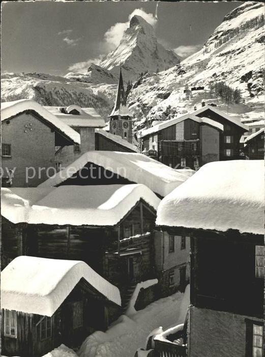 Zermatt VS Ortspartie mit Blick zum Matterhorn Walliser Alpen