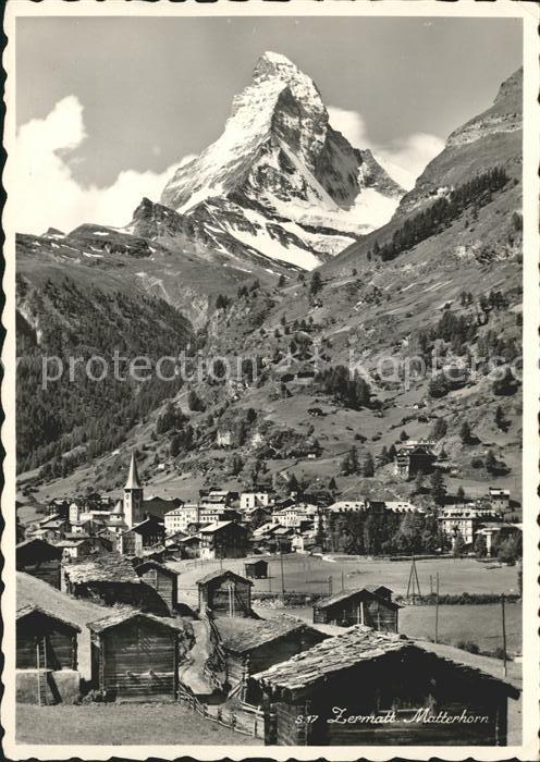 Zermatt VS Gesamtansicht mit Matterhorn Walliser Alpen