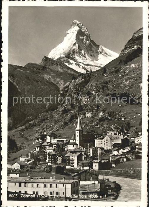 Zermatt VS Ortsansicht mit Kirche Matterhorn Walliser Alpen