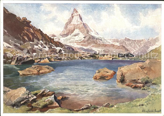 Kuenstlerkarte Künstlerserie Zermatt Aquarelle von Han