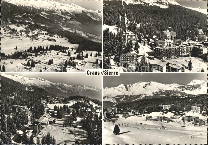 Crans-sur-Sierre Teilansichten Wintersportplatz Alpenpanorama Fliegeraufnahme