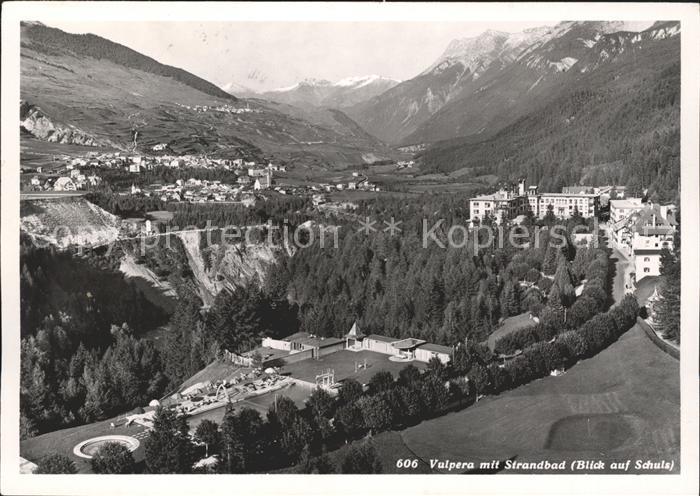 Vulpera mit Strandbad Blick nach Schuls