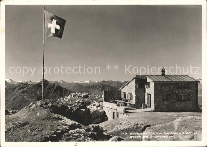 Arosa GR Weisshorn Huette mit Glarneralpen