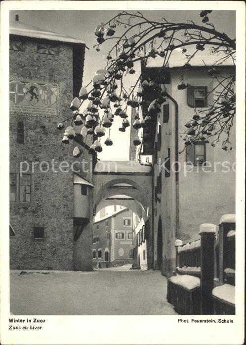 Zuoz GR Dorfpartie im Winter