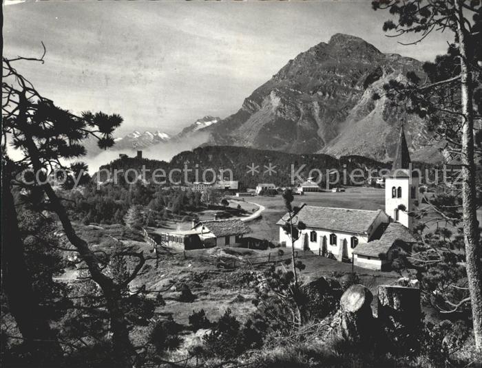 Maloja GR Kirche und Piz Longhin