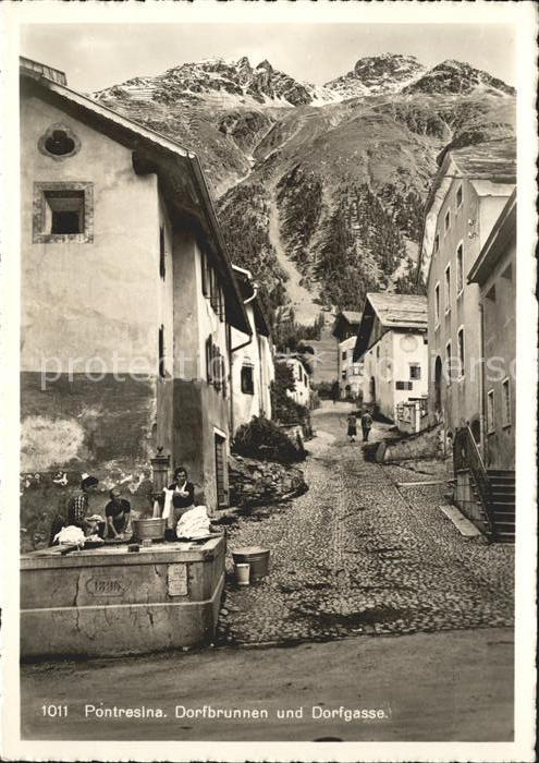Pontresina Dorfbrunnen Dorfgasse