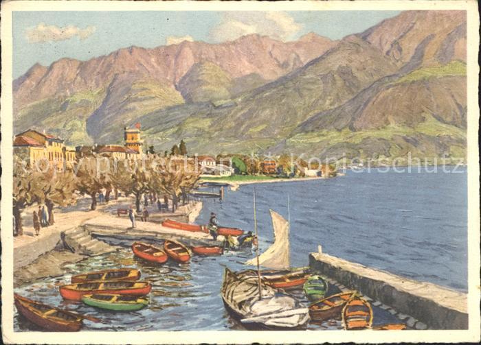 Ascona TI Il Porto Kuenstlerkarte