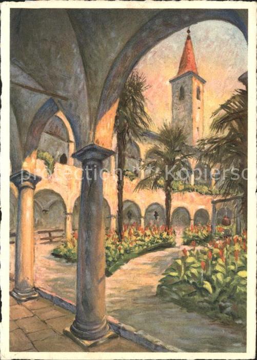 Ascona TI Cortile del Collegio Kuenstlerkarte