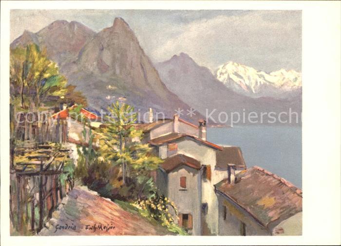 Gandria Lago di Lugano mit Porlezza Kuenstlerkarte