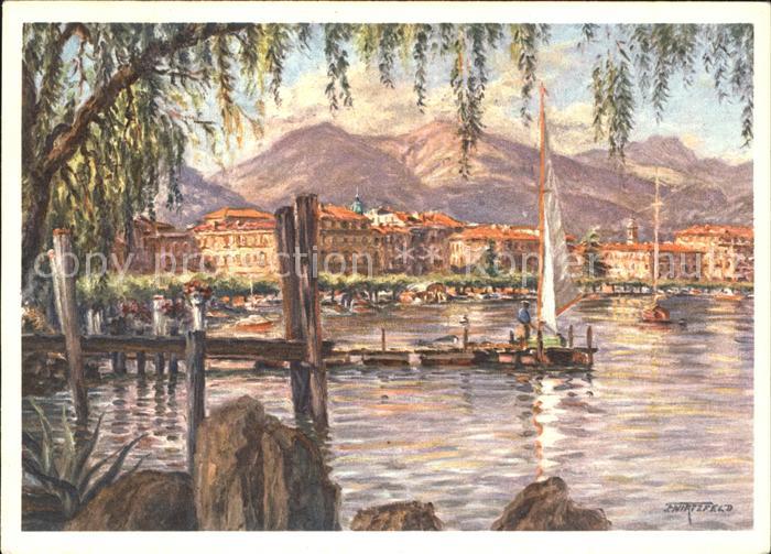 Lugano TI Panorama Lago di Lugano Kuenstlerkarte