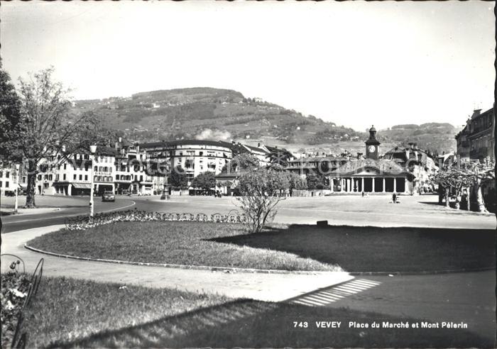 Vevey VD Place du Marche et Mont Pelerin