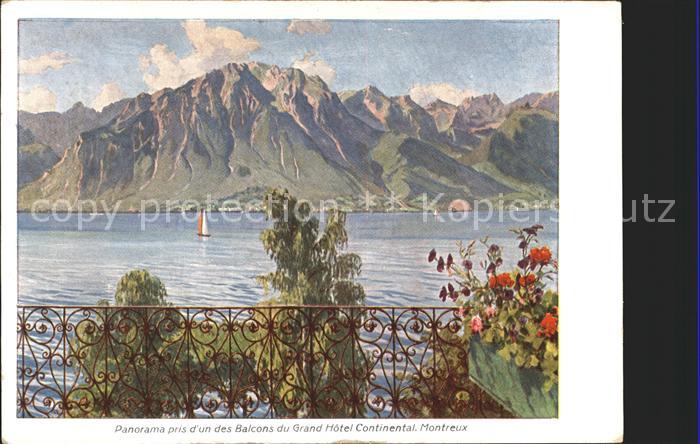 Montreux VD Panorama pris du Grand Hotel Continental Lac Leman et les Alpes Kuen